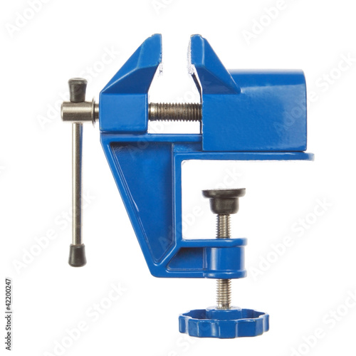 Hand grip- vise small, closeup, on a white background.