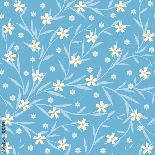 seamless background with small flowers and leaves