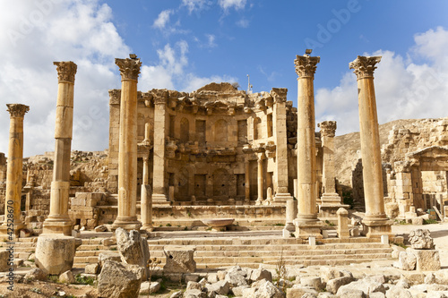 nymphaeum in the roman ancient city of jerash, jordan