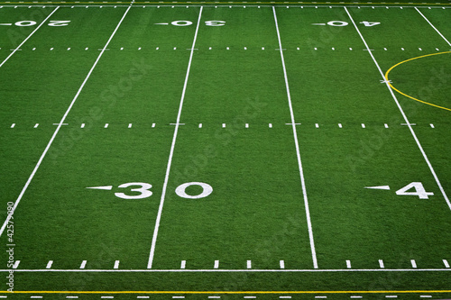 An empty high school football field