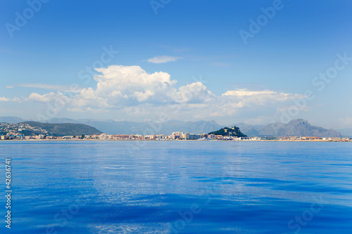 Alicante Denia view from blue calm sea