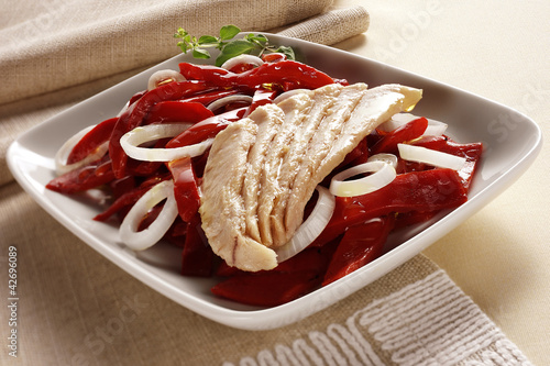 tuna belly with red peppers