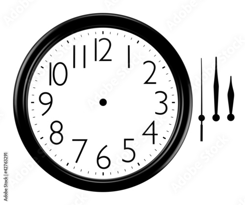 Black and white wall clock with Hands Separated