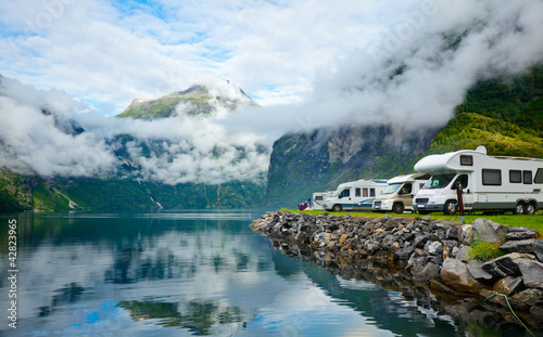 Motorhomes at Norwegian campsite