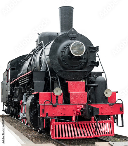 Steam train on white background.