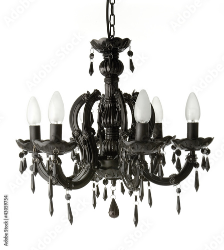 Black haging chandelier isolated