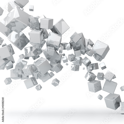 Abstract 3D glossy white cubes background.