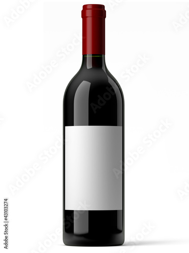 Bouteille de vin rouge sur fond blanc 1