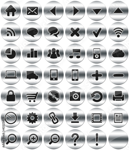 41 web icons isolated 1 blank aluminum