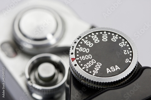 ASA markings detail on retro photo camera