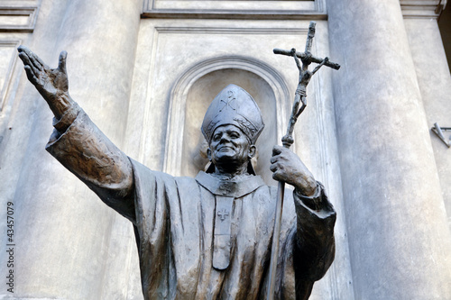 Statue of Pope John Paul the 2nd in warsaw, Poland.