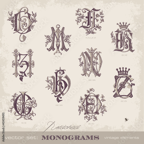 collection of embroidered monograms