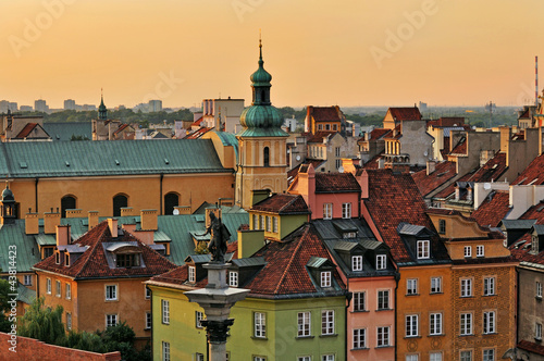 The old town at sunset. Warsaw, Poland