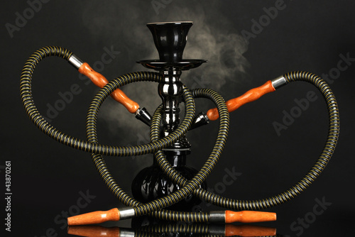hookah smoke on black background