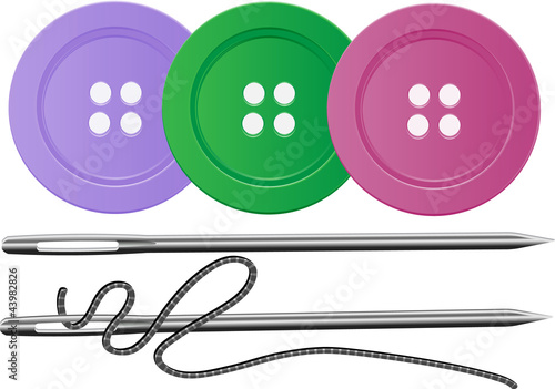 Needle and thread,buttons,vector