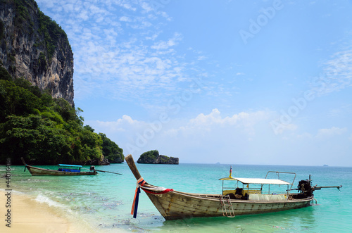 Traditional longtail boats in the poda island