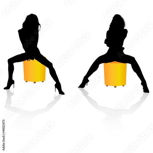 sexy and beauty girls on tabouret vector