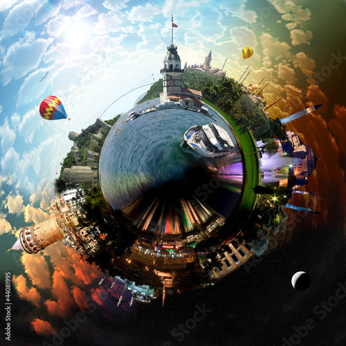 Miniature planet of Istanbul, with attracions of the city