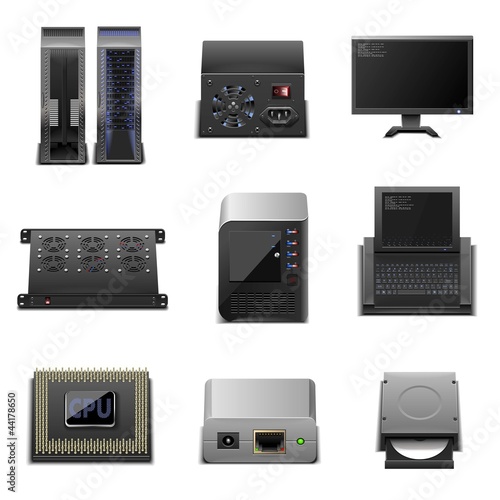 server and pc vector icon set