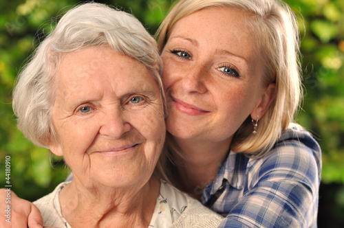 Grandmother and granddaughter.