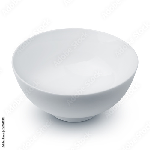 White ceramic bowl on white background