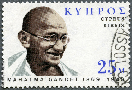 CYPRUS - 1970: shows portrait of Mohandas Karamchand Gandhi