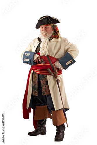 Defensive pirate standing with weapons ready