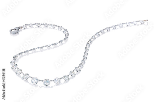 Diamond necklace on a white background