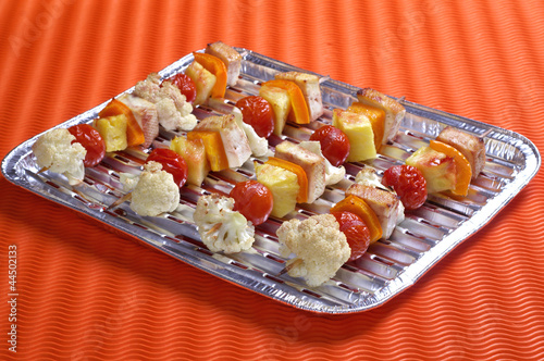 Grilled vegetables, fruits and tofu