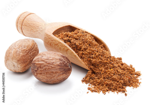 milled nutmeg isolated on white