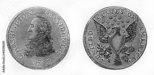 United states coin with president G. Washington from 1792