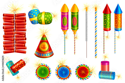 vector illustration of collection of colorful fire cracker