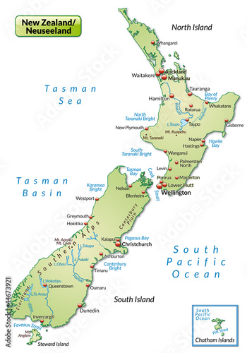 Neuseelandkarte als Übersicht