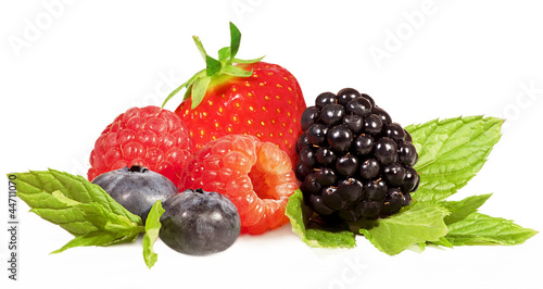 Soft fruit on a white background