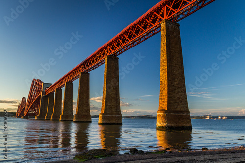 Steel railway bridge over the river in Scotland