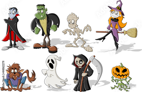 Funny cartoon classic halloween monster characters