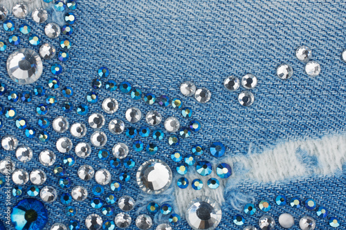 Light-blue denim with blue and silver rhinestones