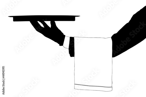 A silhouette of a hand holding a tray