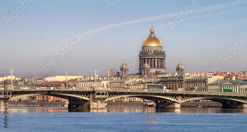 Classical view of Neva river in Saint-Petersburg, Russia