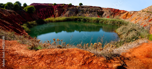 Bauxite Mine with Lake at Otranto, Apulia, Italy