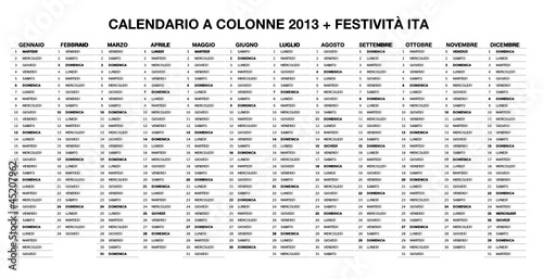 Calendario colonne 2013 + Festività ITA