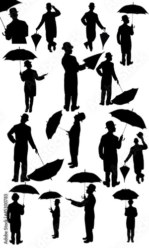 Man with a hat and umbrella