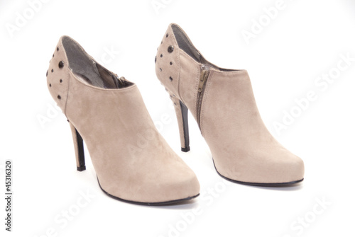 Brown High Heels Isolated on a White Background