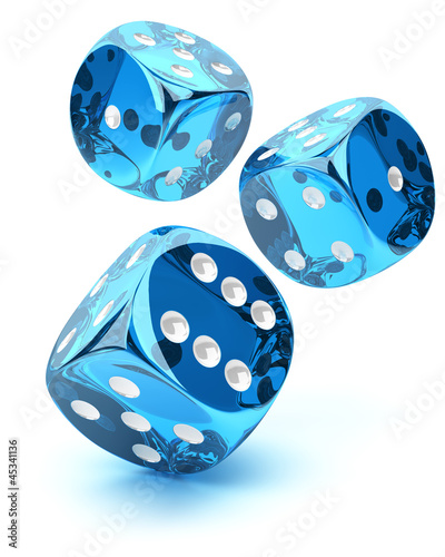 Blue transparent dices