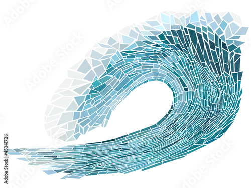 Vector illustration mosaic of wave with foam.