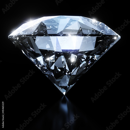Shiny diamond isolated on black background
