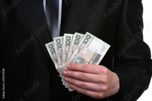 Businessman showing money