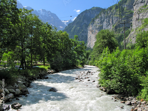Mountain river in Muerren, Switzerland