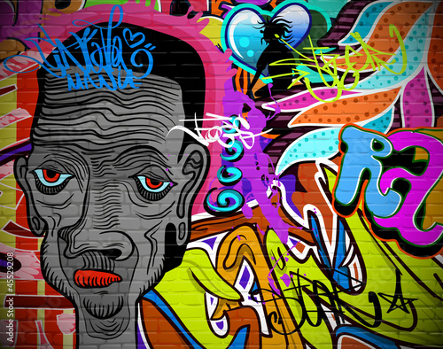 Graffiti wall urban art background. Grunge hip hop design