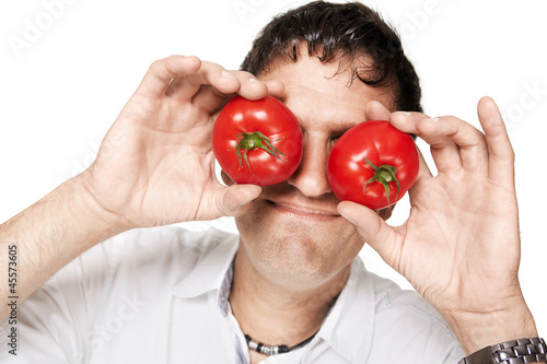 tomatoes covering the eyes